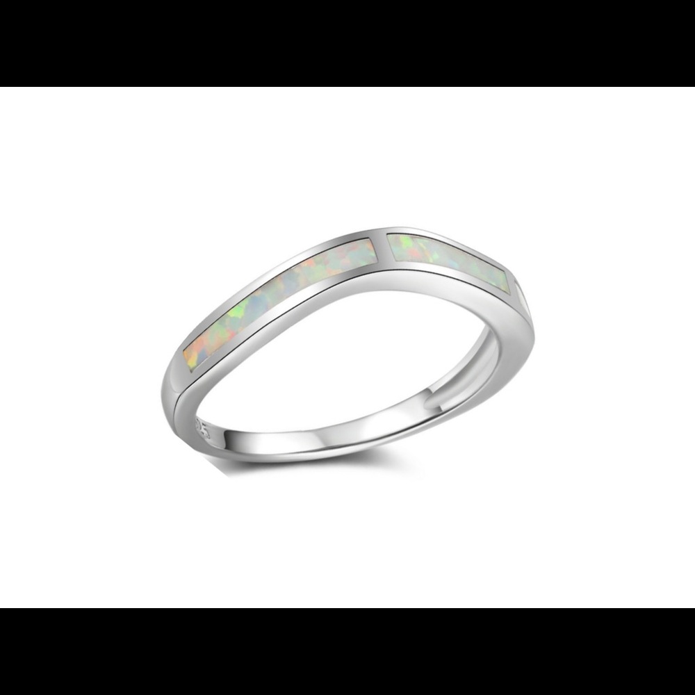 Opal ring band sterling silver ring with gemstone